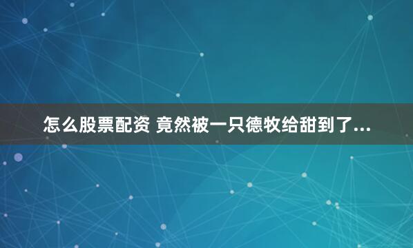 怎么股票配资 竟然被一只德牧给甜到了...